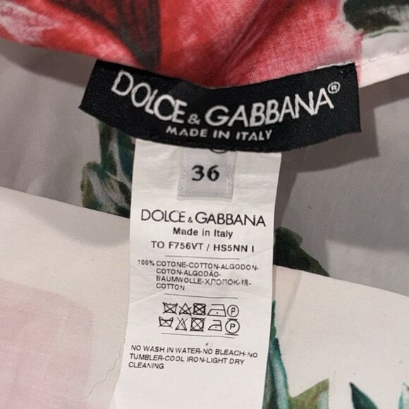 New Dolce& Gabbana Cap-Sleeve Poppy-Print Top Size IT 36 XS - Picture 12 of 13